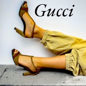Gucci heels sandals pumps designer luxury taupe brown authentic